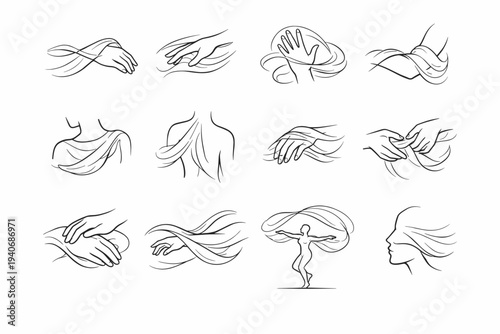 Serene generation palm wrist image icon simple vector glide curtain sway float