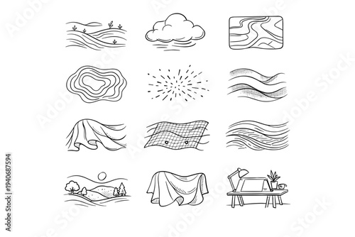 Simple icon outline generation scatter vector organic image landscape map soft humane