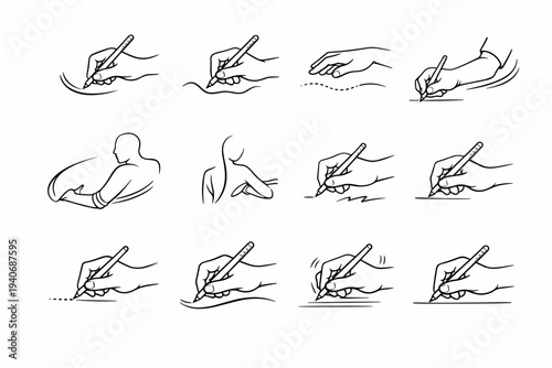 Vector simple ink coordination motion curve hand steady icon generation smooth rhythm