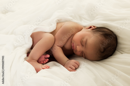 African newborn baby on soft blanket
