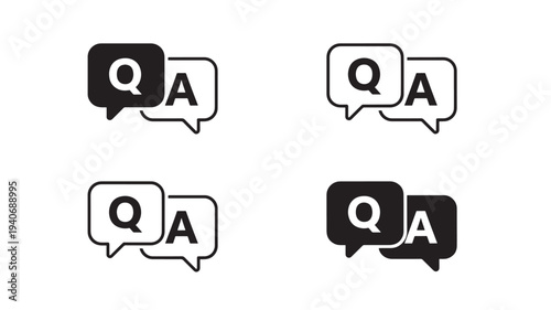 Question and Answer speech bubble icons in black and white, representing communication and information exchange