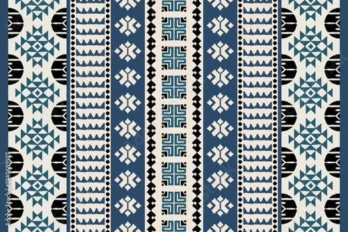 Aztec Navajo pattern. Vector Aztec Navajo geometric shape seamless pattern background. The geometric southwest pattern is used for fabric, textile, home decoration elements, upholstery, and wrapping.