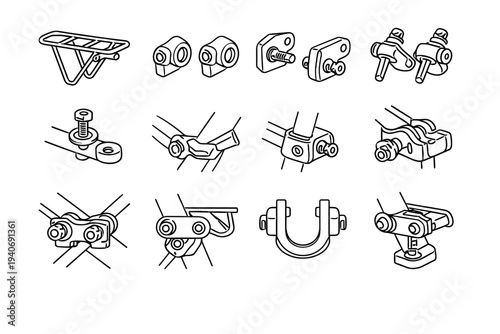 Bike frame mounts outline vector geometry clean icon support rack rear integration