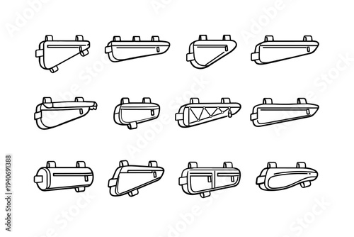 Bike icon frame clean bag construction reduced concept performance modern carry vector