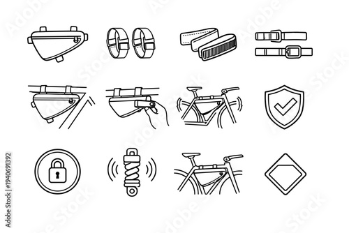 Frame icon concept vector bag fixation accessory modern bike straps