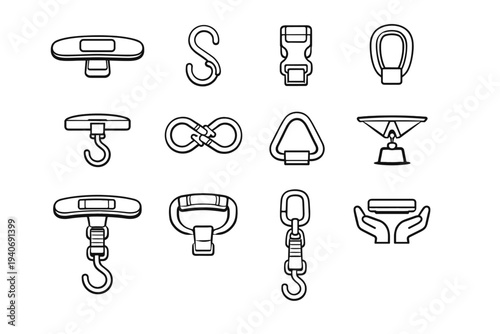 Hanging safe load vector form stable luggage attachment icon outline scale digital