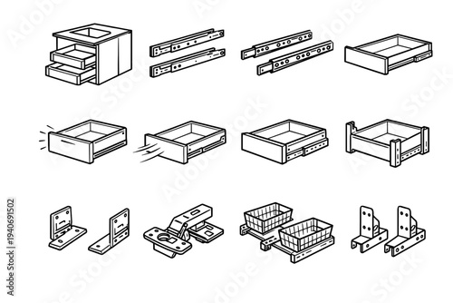 Build side stable slide supports under mechanism modern smooth sink icon vector