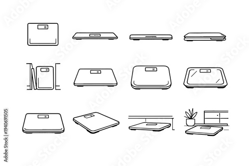 Body weight clean vector digital flat icons outline scale tidy sleek icon