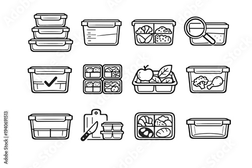 Clarity modern refined food icon form stackable check container vector volume prep