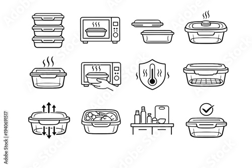Outline distribution meal icon stackable containers vector panel icons valve stable warming