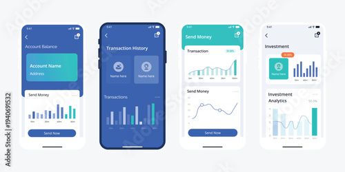 Mobile Banking App UI Dashboard Design With Financial Data Charts