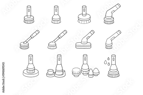 Contemporary clean style vector icon tidy cordless presence brush finish geometry language