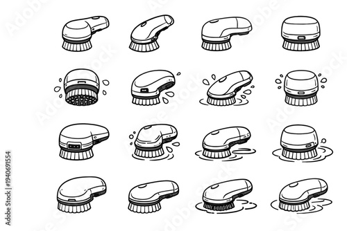 Smooth feature balanced casters ensemble wheeled vector minimalist bin icon proportions base