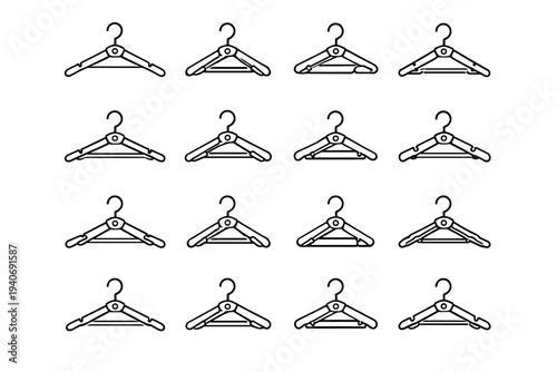 Practical component modern choice garment durable icons vector hanger clean foldable silhouette