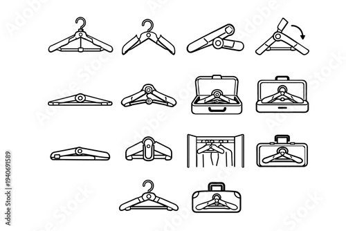Icons vector hanger collapsed segment design storage clothes folding icon minimalist foldable