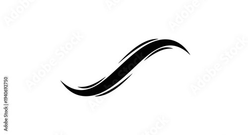 Black Wavy Line Art Design Element.
