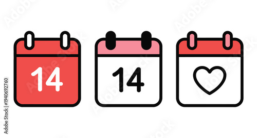 Calendar icons display February fourteenth.