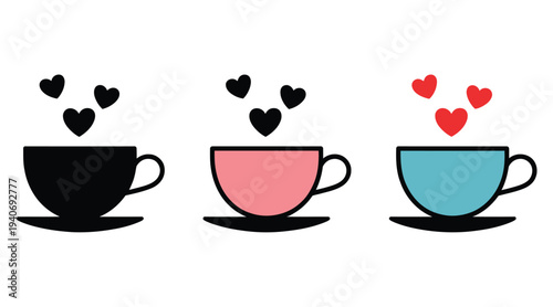 Three steaming cups express different.