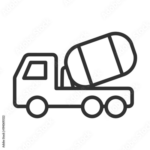 Concrete mixer truck for construction, transporting building materials like cement