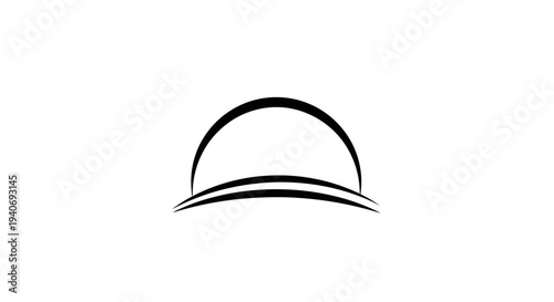 Simple Black Baseball Cap Front View.