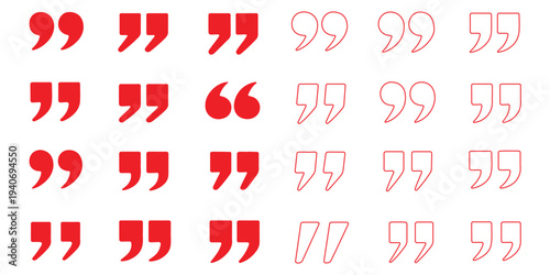 quote mark speech icon set