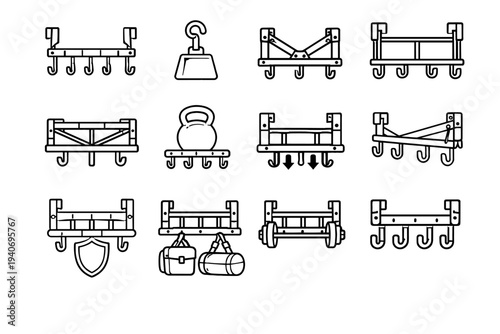 Durable door capacity arms storage support vector over hook icon hanging organizer