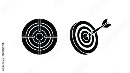 Dartboard with a dart hitting the bullseye a striking silhouette