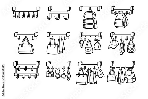 Feature gear over option vector practical hanger rack icon door hanging multipurpose