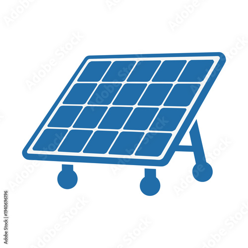 Blue solar panel icon representing renewable energy and sustainable power generation