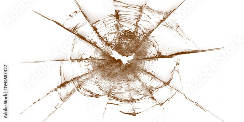 Foto A shattered glass surface with a dark background and orange cracks