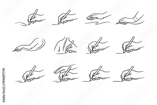 Hand steady flow pen movement coordination vector ink calm smooth drafting icon