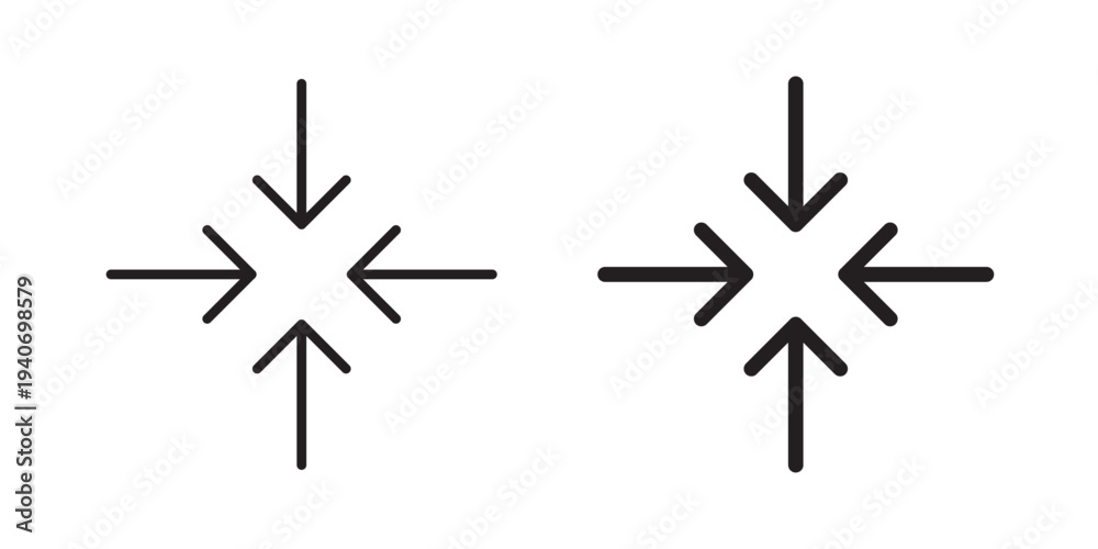 Obraz premium Fullscreen Exit Icon. used to return a window or media player to normal view. Ideal for video players, web apps. Vector illustration with stroke and fill on a white&nbsp;background.