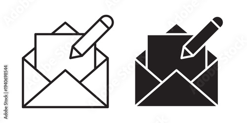 Draft Messages Icon. used for saved or unsent emails and texts. Commonly used in email platforms, messaging apps. Vector illustration with stroke and fill on a white background.