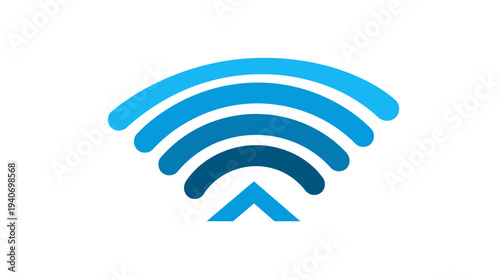 Modern blue Wi-Fi signal icon with radiating waves, representing wireless network connectivity, internet access, and digital communication technology.