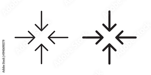 Fullscreen Exit Icon. used to return a window or media player to normal view. Ideal for video players, web apps. Vector illustration with stroke and fill on a white background.