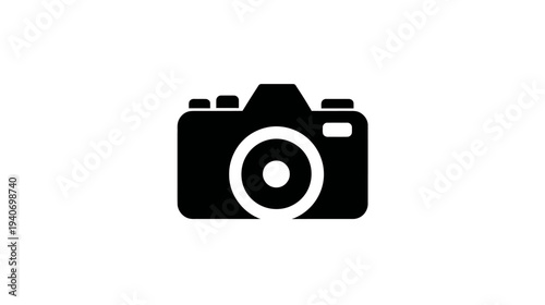 Black Camera Icon Silhouette on White Background. Photography Symbol, Digital Capture Device Graphic, Creative Content Tool