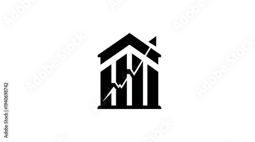 Financial market growth and real estate investment icon. Business economy stock market chart symbol with upward trend.