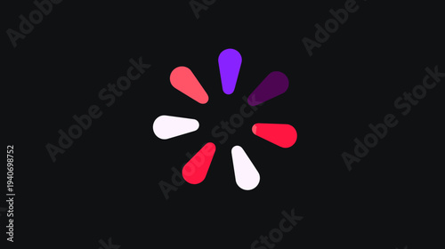 Colorful Spinning Loading Indicator Icon on Dark Background. Modern Digital Progress Animation for Web and App UI/UX Design.