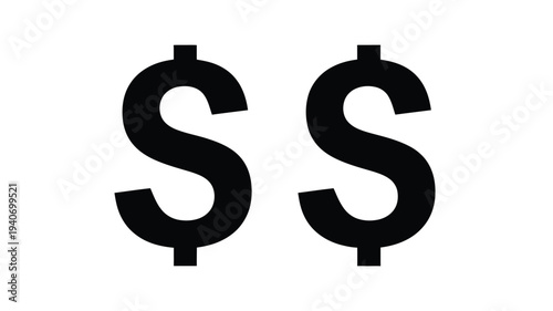 Two black dollar signs stand out in stark contrast silhouette