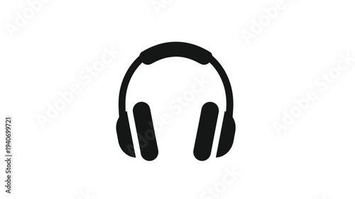 Simple black headphones depicted in a striking silhouette