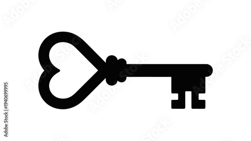 Old antique metal key symbolizing success and unlocking opportunity isolated on white background