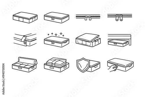 Box closure practical zipper vector solution organizer bed under zippered pulls icon