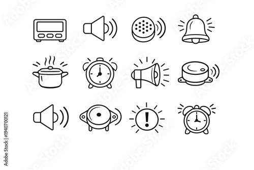 Timer element kitchen icon port audio output digital feature reminder vector speaker