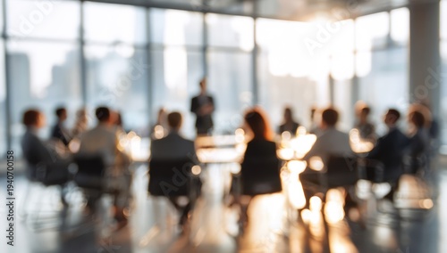 Wallpaper Mural Blurred image of a business meeting in a modern office with city views. Torontodigital.ca