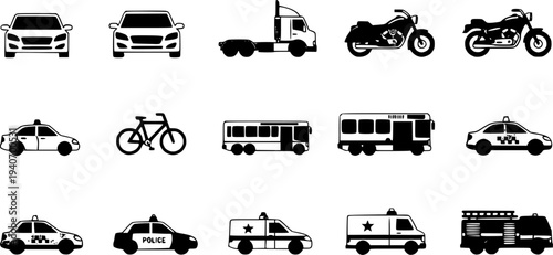 Road Transport Icons vector 