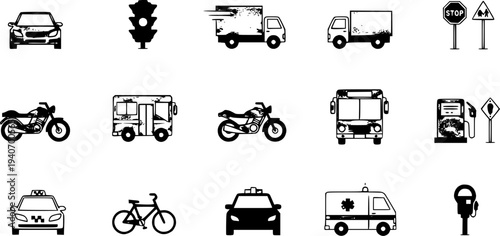 Road Transport Icons vector 