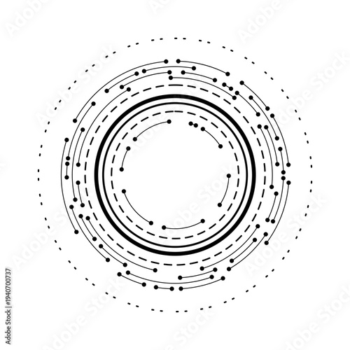 Circuit board circle frame. Abstract digital round frame, hardware board and electronic motherboard pattern vector. Programming science, computer system element