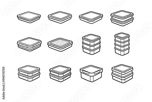 Stackable vector secure geometry interlocking icon tidy refined top containers design