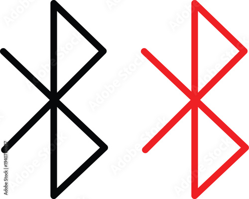 Black and red geometric shapes resembling ancient runes or symbols