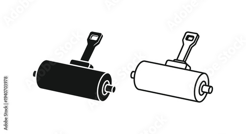 Two lint rollers depicted in a contrasting black and white style silhouette